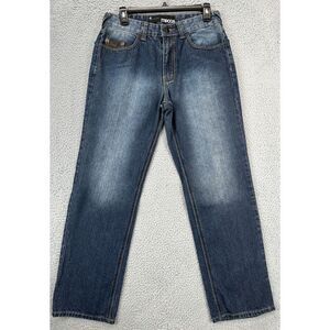 Mecca Jeans Mens 32X30 Blue Distressed Straight Fit Denim Pants Outdoor Pockets